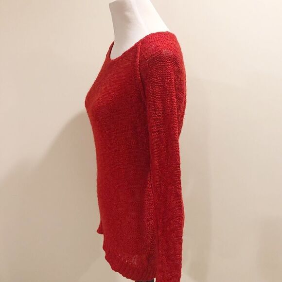 Red open Knit Sweater Size Small - Picture 2 of 4